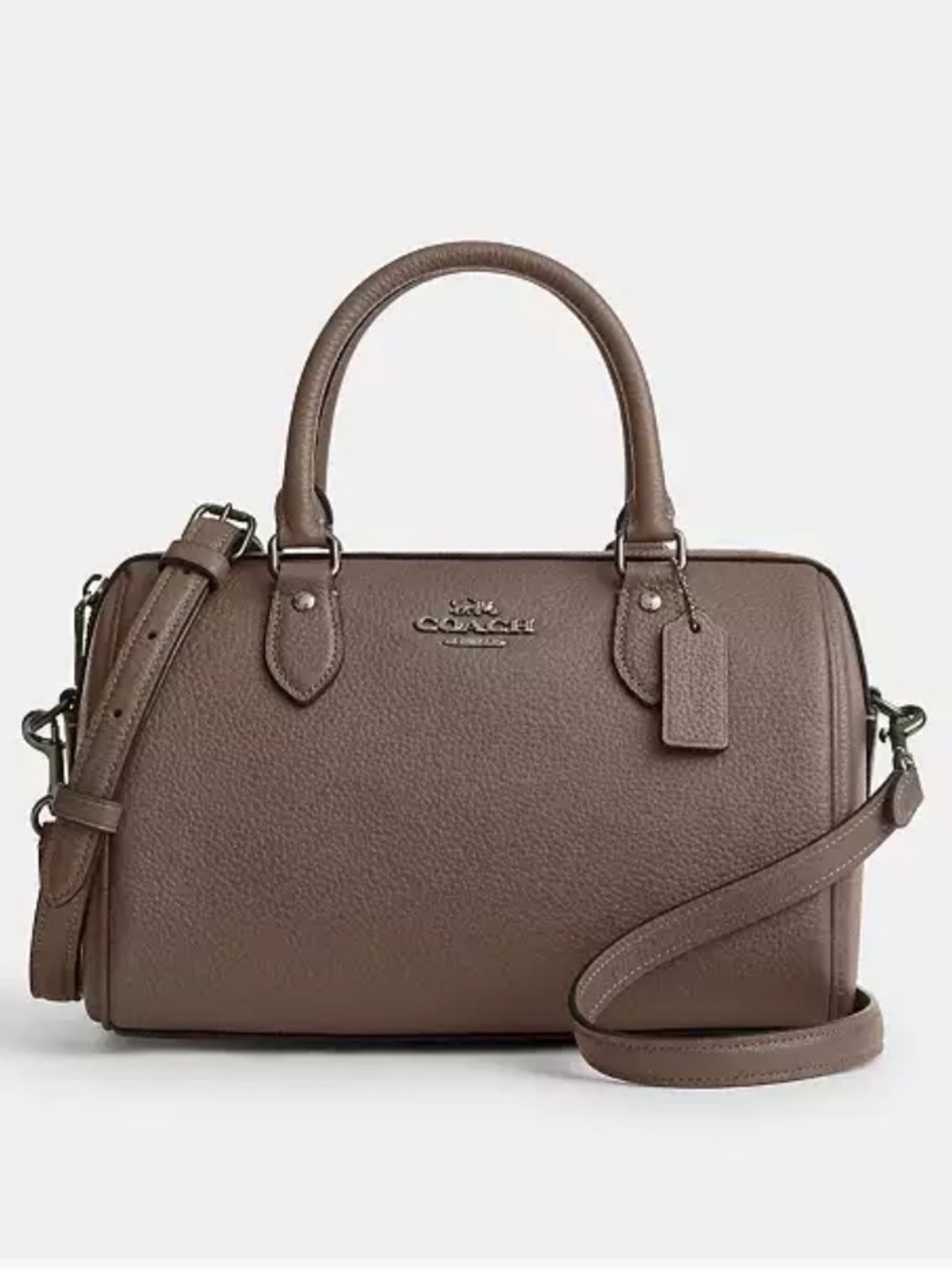 COACH Medium Rowan Satchel Bag Gunmetal/Dark Stone CV962🌸